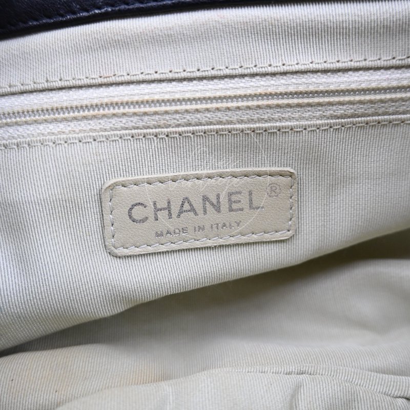 中古 Chanel 香奈兒 黑色 Caviar魚子醬皮革 環繞式鏈條 單肩包-21