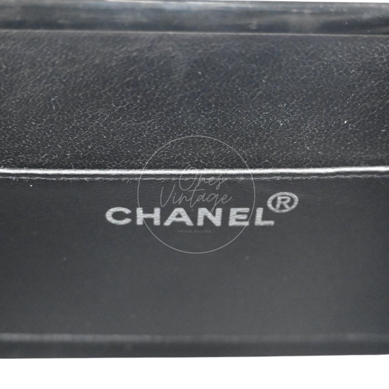 中古 Chanel 香奈兒 復古 黑色漆皮化 妝箱手提包-24