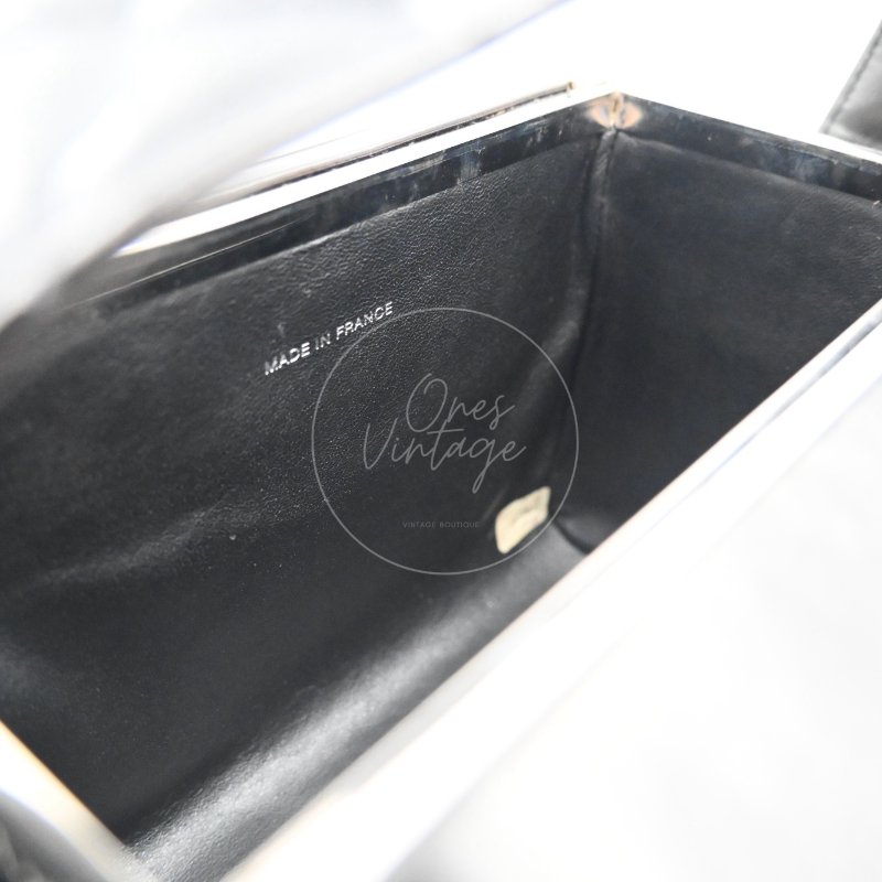 中古 Chanel 香奈兒 復古 黑色漆皮化 妝箱手提包-28