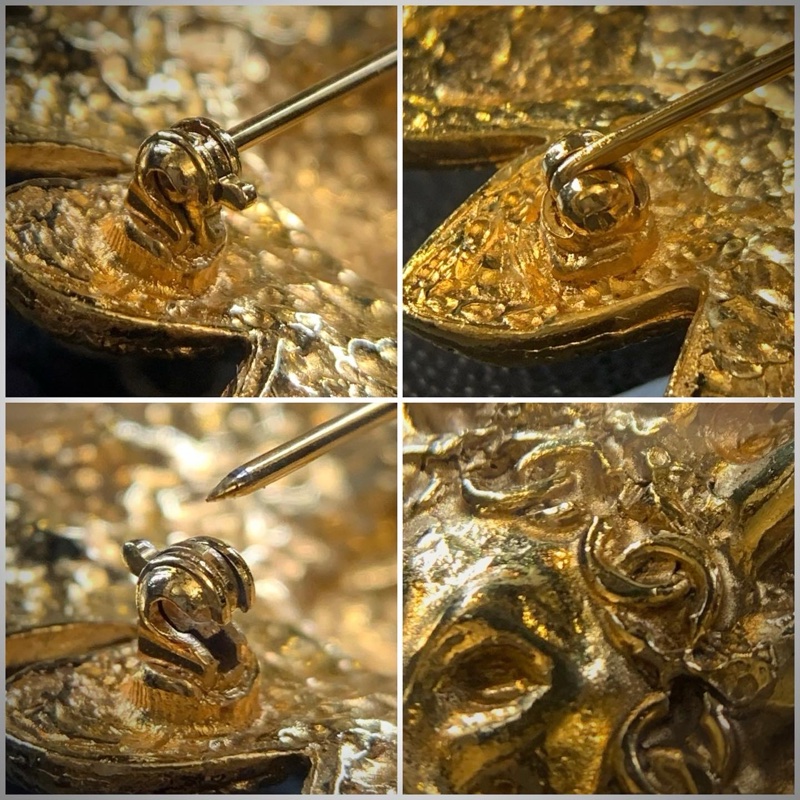 中古香奈兒獅子頭心口針 Chanel Vintage Lion Head Brooch With CC Logo-4