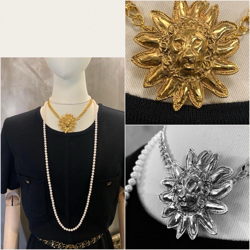 中古香奈兒獅子頭心口針 Chanel Vintage Lion Head Brooch With CC Logo-7