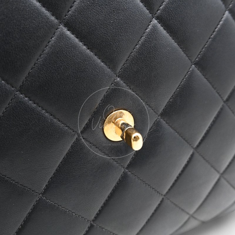 中古 Chanel 香奈兒 復古 Maxi 經典款 CC Logo 黑色小羊皮 直式翻蓋包-20