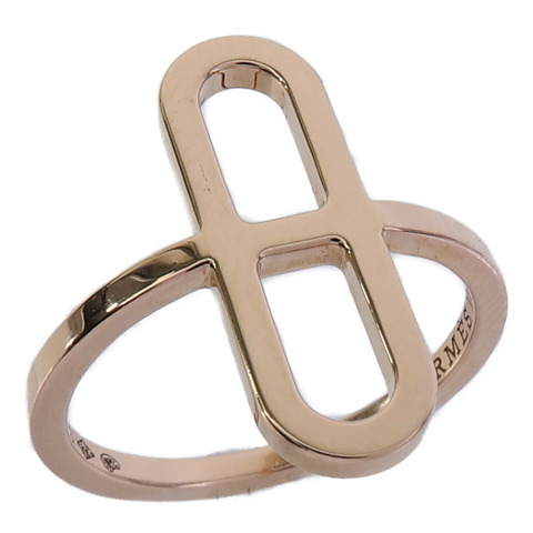 HERMES 18K玫瑰金Chaine D'ancre戒指