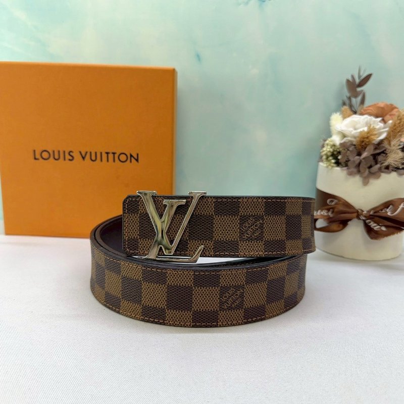 LV Initiales經典棋盤格雙面皮帶-0