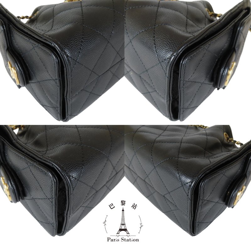 【巴黎站二手名牌專賣店】*現貨*CHANEL 香奈兒 真品* AS5631黑金荔枝雙C Mini Hobo 單肩包 肩背包-4
