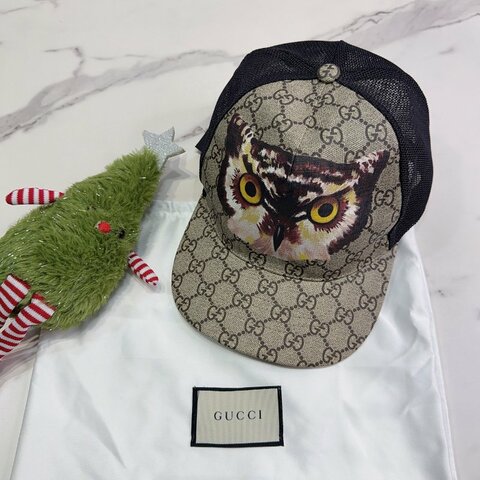 GUCCI Owl Print GG Supreme貓頭鷹印花棒球帽