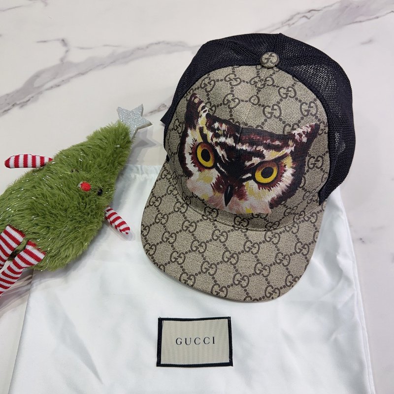 GUCCI Owl Print GG Supreme貓頭鷹印花棒球帽-0