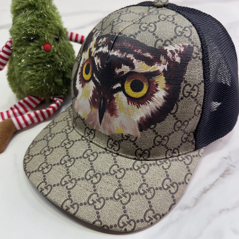 GUCCI Owl Print GG Supreme貓頭鷹印花棒球帽-2