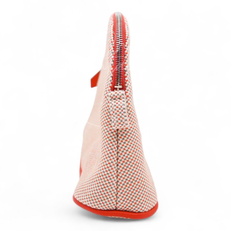 中古Hermès 愛馬仕Bolide Crazy H 刺繡帆布迷你收納包 橙色-3