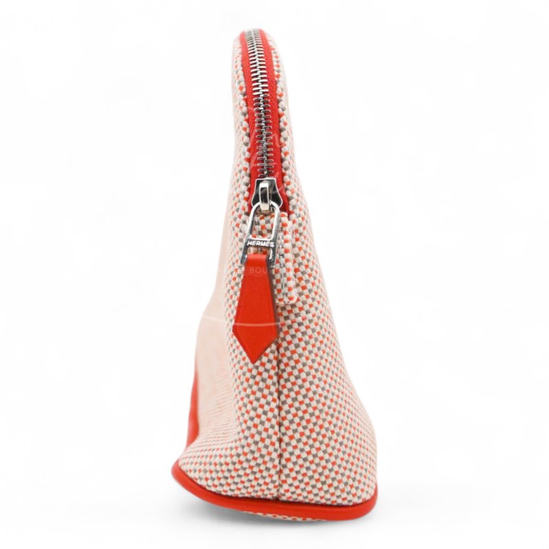 中古Hermès 愛馬仕Bolide Crazy H 刺繡帆布迷你收納包 橙色-4