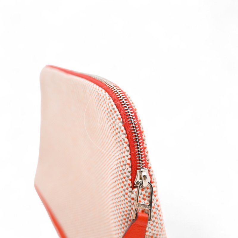 中古Hermès 愛馬仕Bolide Crazy H 刺繡帆布迷你收納包 橙色-8