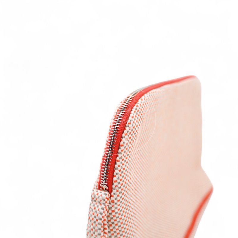 中古Hermès 愛馬仕Bolide Crazy H 刺繡帆布迷你收納包 橙色-9