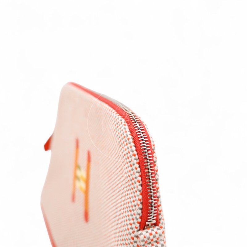 中古Hermès 愛馬仕Bolide Crazy H 刺繡帆布迷你收納包 橙色-10