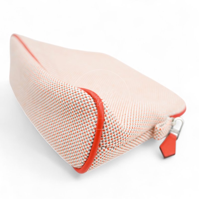中古Hermès 愛馬仕Bolide Crazy H 刺繡帆布迷你收納包 橙色-14