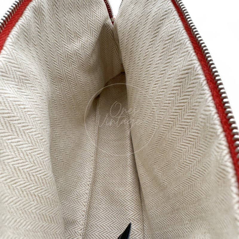 中古Hermès 愛馬仕Bolide Crazy H 刺繡帆布迷你收納包 橙色-19