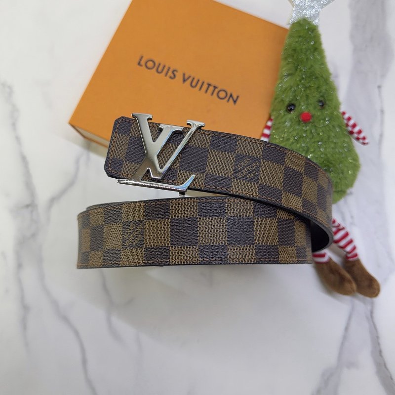 LV Initiales棋盤格帆布雙面皮帶-0