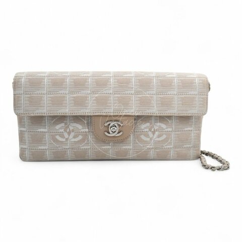 中古 Chanel 香奈兒 米色 尼龍 Travel Line旅行系列 Chocolate Bar 巧克力棒包