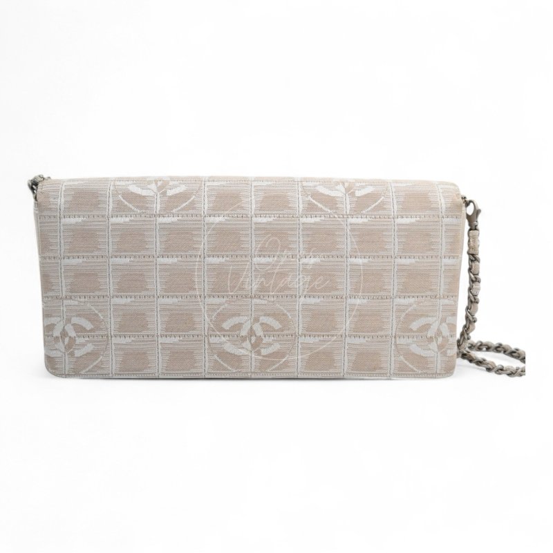 中古 Chanel 香奈兒 米色 尼龍 Travel Line旅行系列 Chocolate Bar 巧克力棒包-3