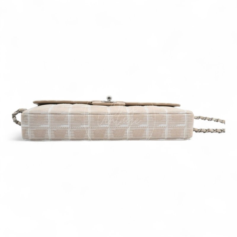 中古 Chanel 香奈兒 米色 尼龍 Travel Line旅行系列 Chocolate Bar 巧克力棒包-6