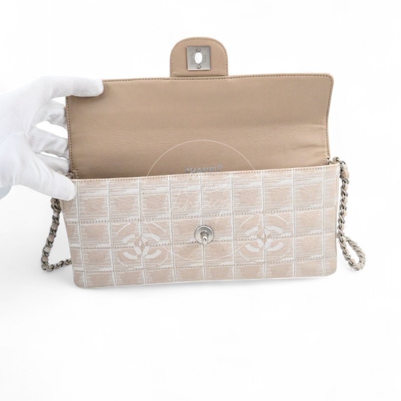 中古 Chanel 香奈兒 米色 尼龍 Travel Line旅行系列 Chocolate Bar 巧克力棒包-18