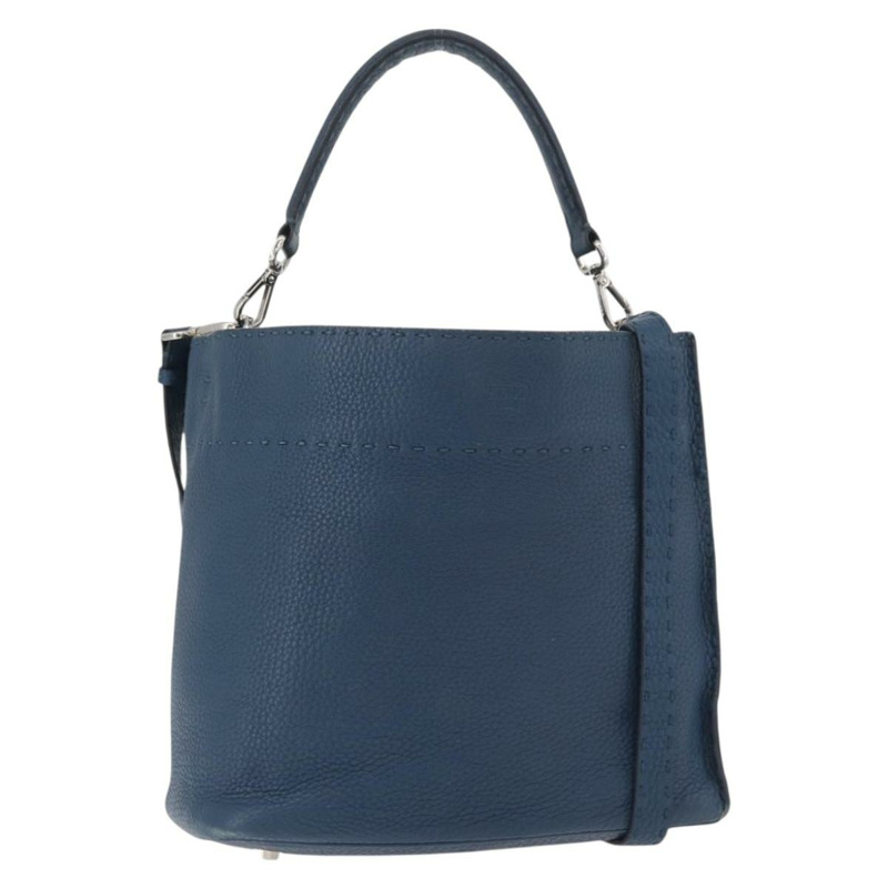 【日本直送】FENDI Celeria Anna 單肩包 皮革 兩用 海軍藍 銀色 正品 179700A-0