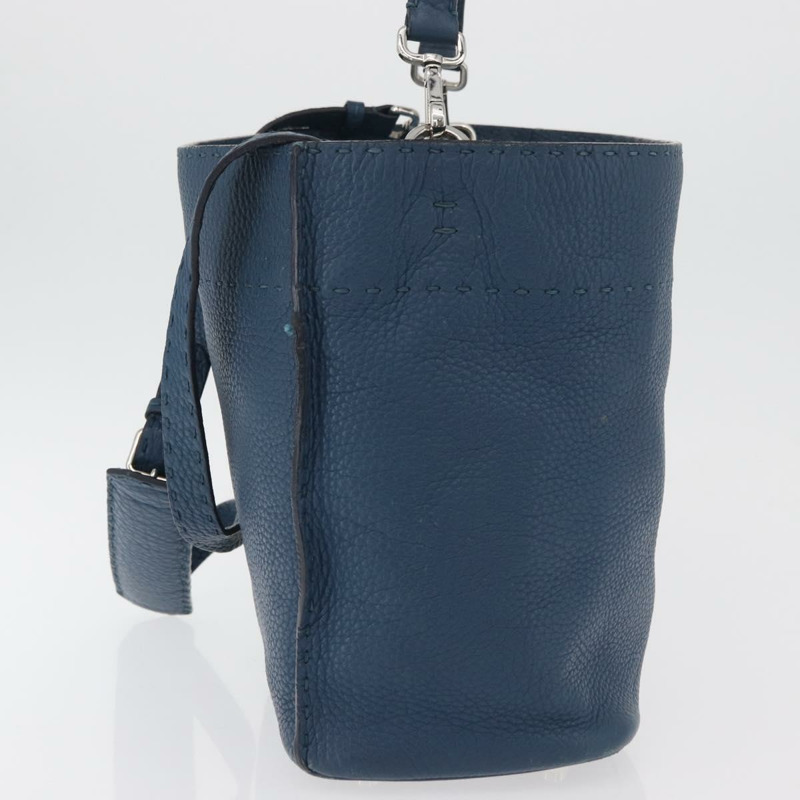 【日本直送】FENDI Celeria Anna 單肩包 皮革 兩用 海軍藍 銀色 正品 179700A-3
