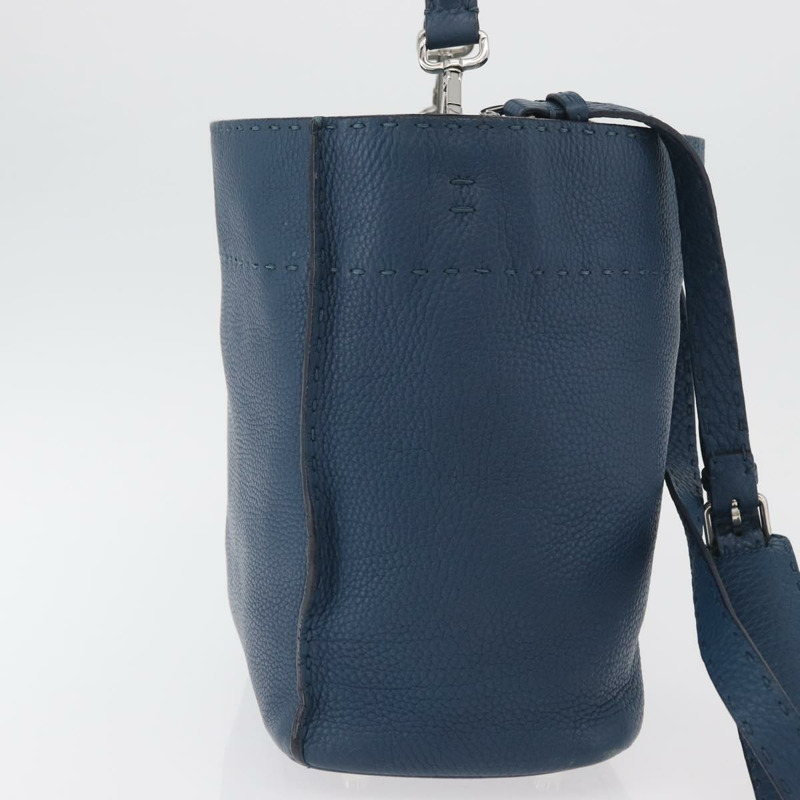 【日本直送】FENDI Celeria Anna 單肩包 皮革 兩用 海軍藍 銀色 正品 179700A-4