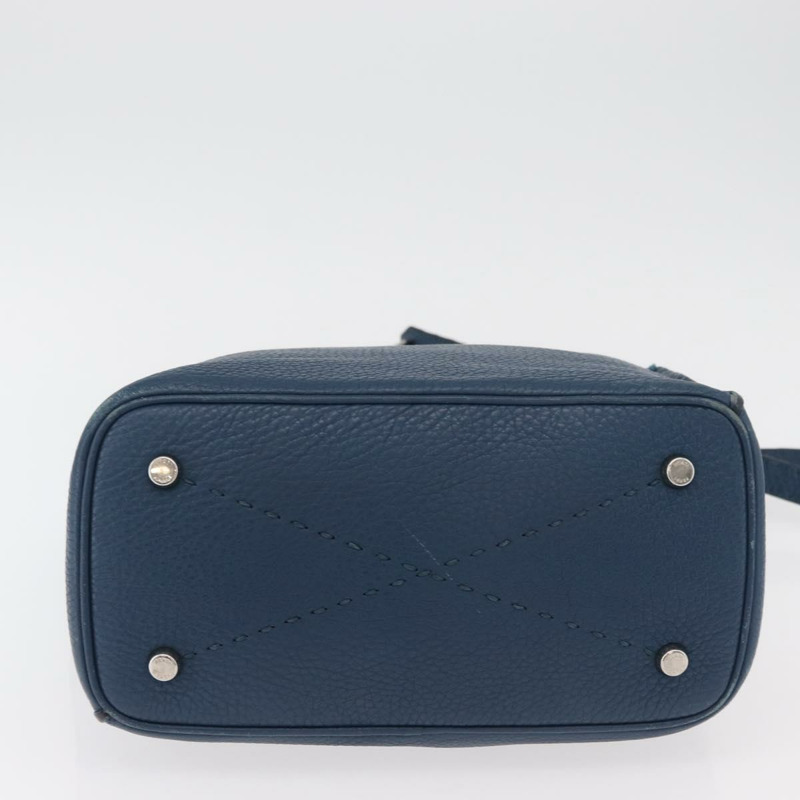 【日本直送】FENDI Celeria Anna 單肩包 皮革 兩用 海軍藍 銀色 正品 179700A-5