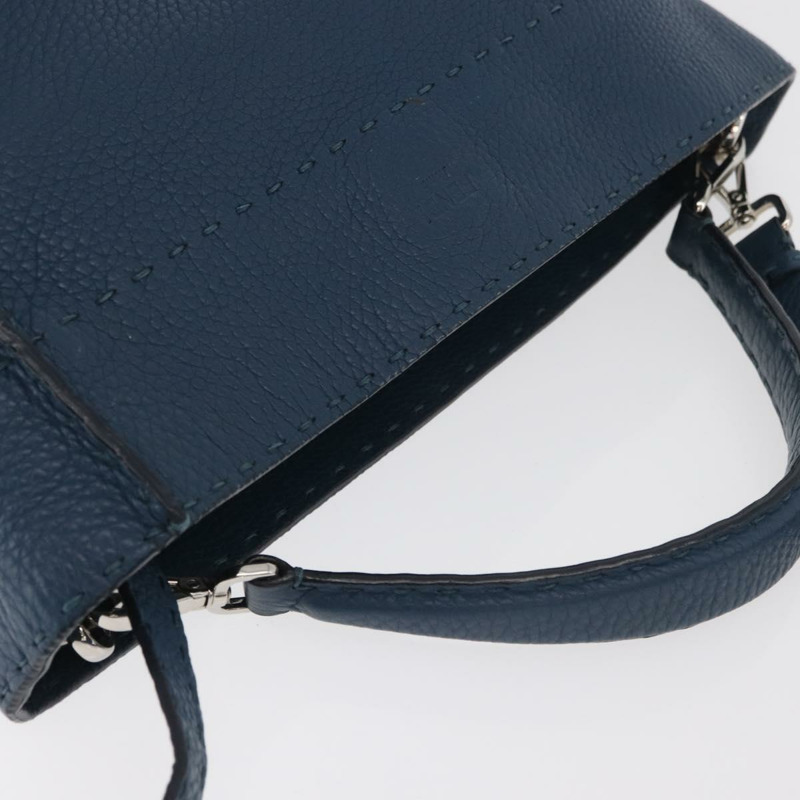 【日本直送】FENDI Celeria Anna 單肩包 皮革 兩用 海軍藍 銀色 正品 179700A-6