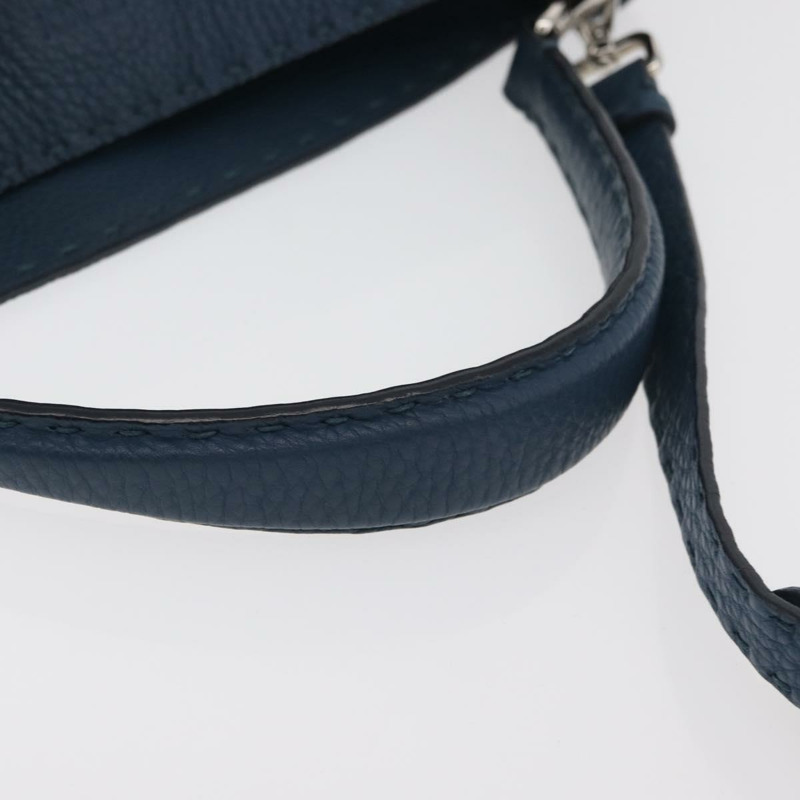 【日本直送】FENDI Celeria Anna 單肩包 皮革 兩用 海軍藍 銀色 正品 179700A-7