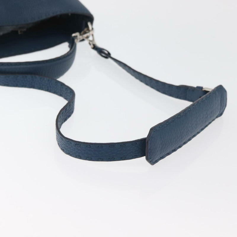 【日本直送】FENDI Celeria Anna 單肩包 皮革 兩用 海軍藍 銀色 正品 179700A-8