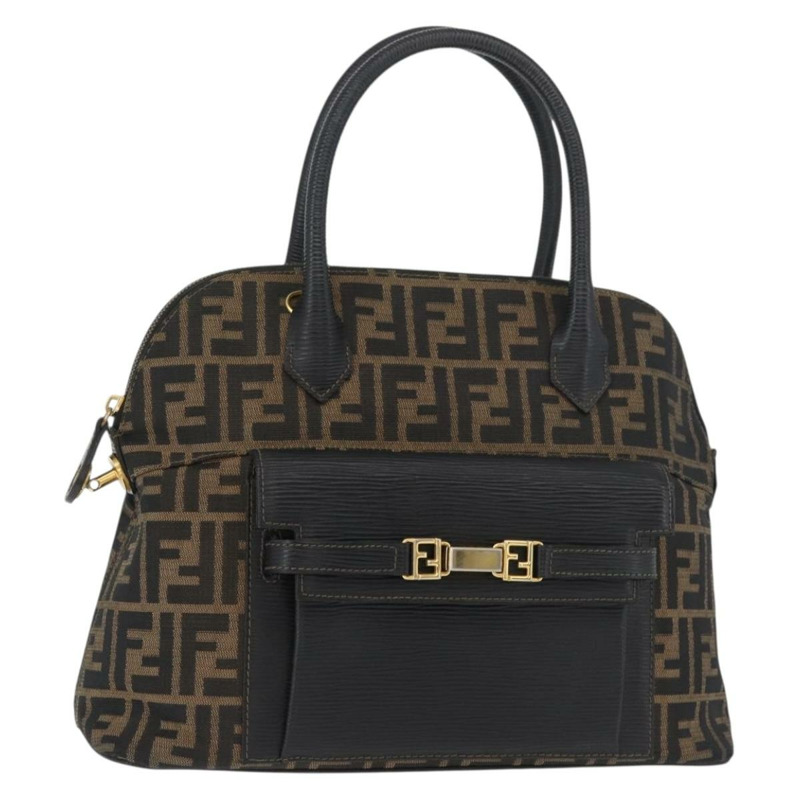 【日本直送】FENDI Zucca帆布手提包 黑色棕色 正品 179721A-0