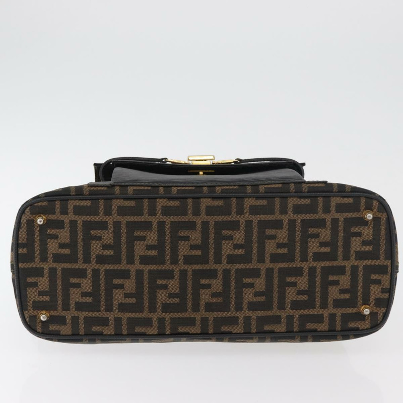 【日本直送】FENDI Zucca帆布手提包 黑色棕色 正品 179721A-4