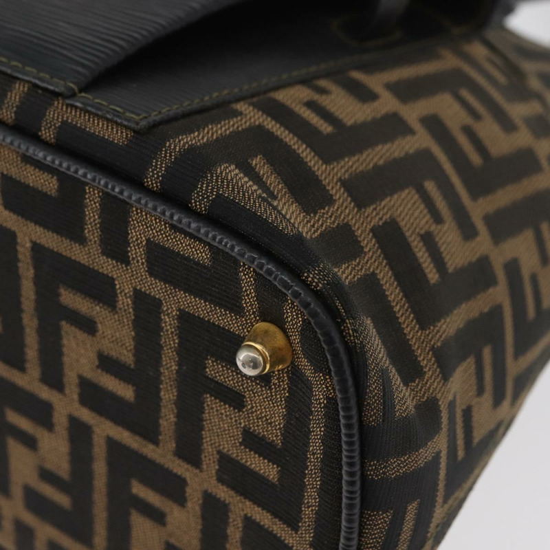【日本直送】FENDI Zucca帆布手提包 黑色棕色 正品 179721A-13