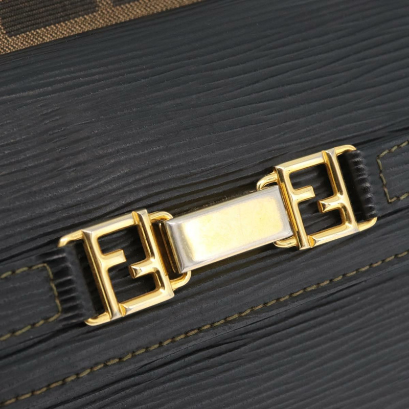 【日本直送】FENDI Zucca帆布手提包 黑色棕色 正品 179721A-17