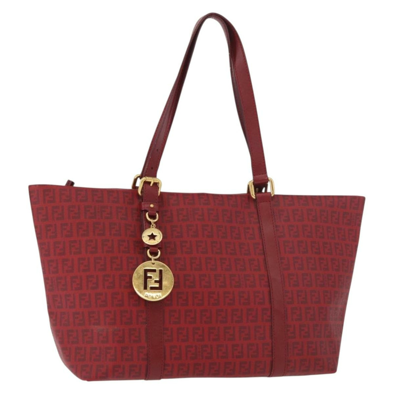 【日本直送】FENDI Zucchino帆布手提包 PVC 紅色金色 正品 180357A-0