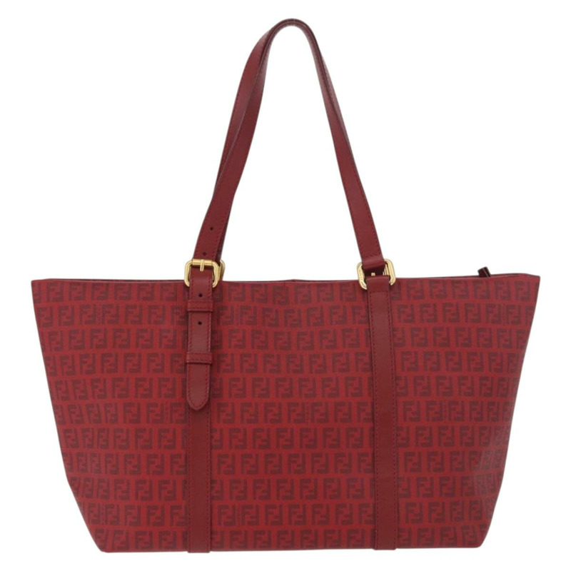 【日本直送】FENDI Zucchino帆布手提包 PVC 紅色金色 正品 180357A-1