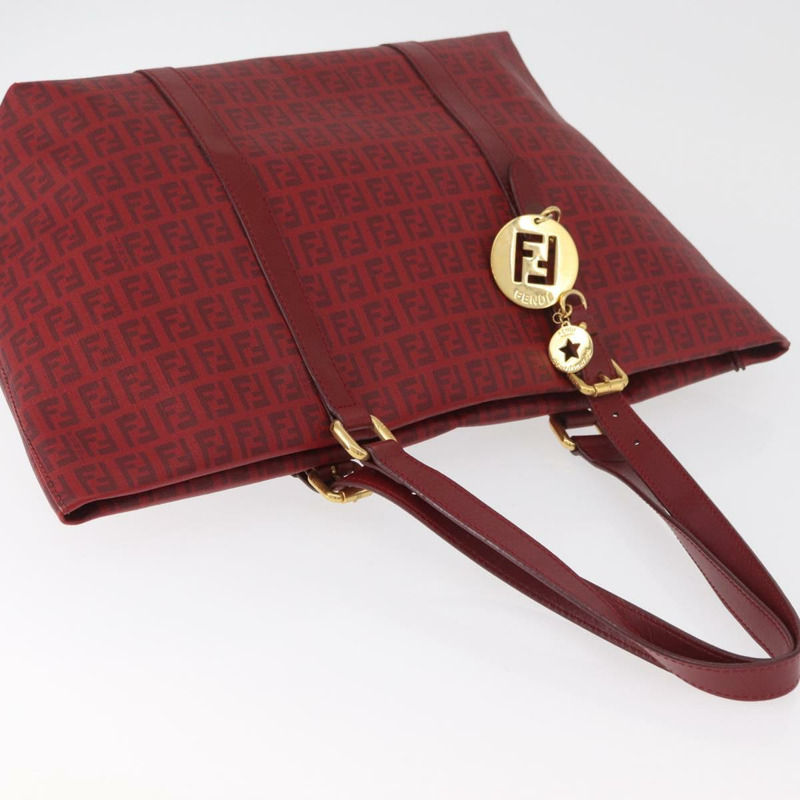 【日本直送】FENDI Zucchino帆布手提包 PVC 紅色金色 正品 180357A-5