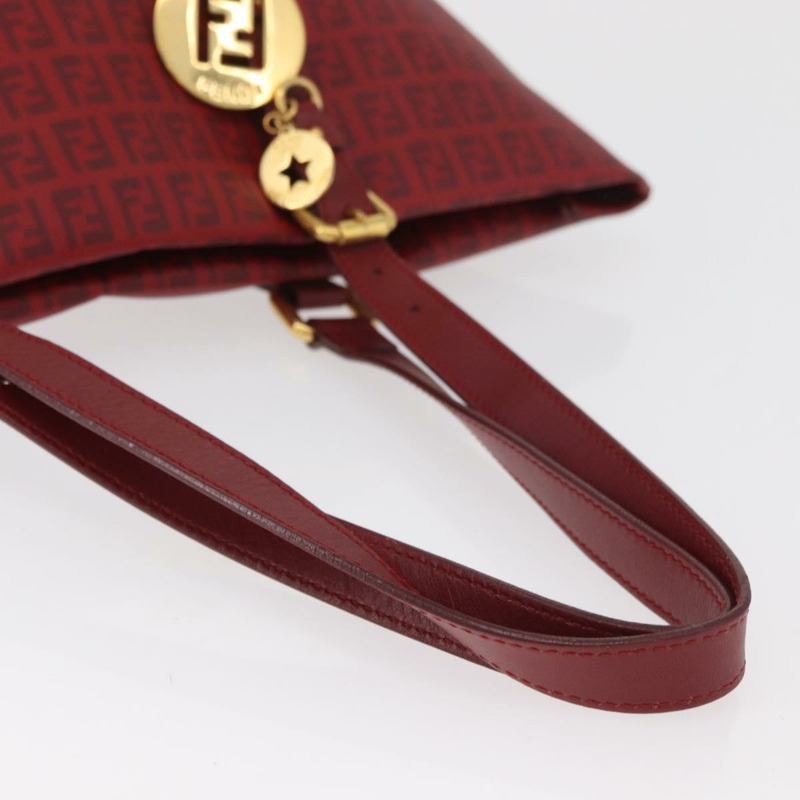 【日本直送】FENDI Zucchino帆布手提包 PVC 紅色金色 正品 180357A-6