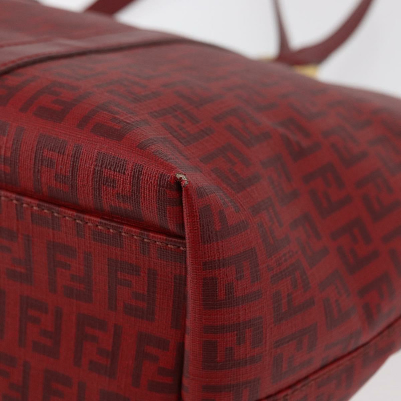 【日本直送】FENDI Zucchino帆布手提包 PVC 紅色金色 正品 180357A-8