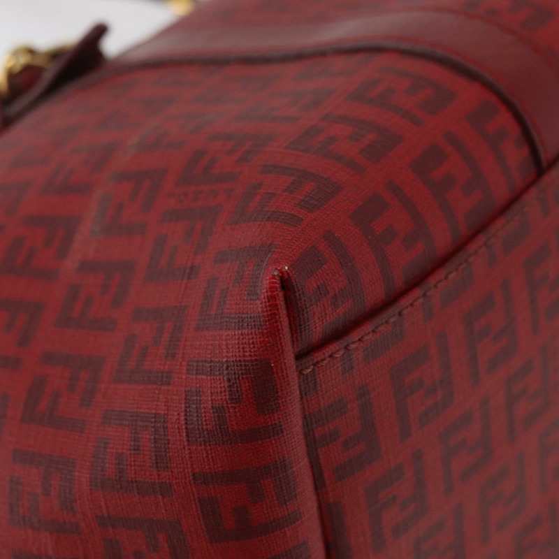 【日本直送】FENDI Zucchino帆布手提包 PVC 紅色金色 正品 180357A-13