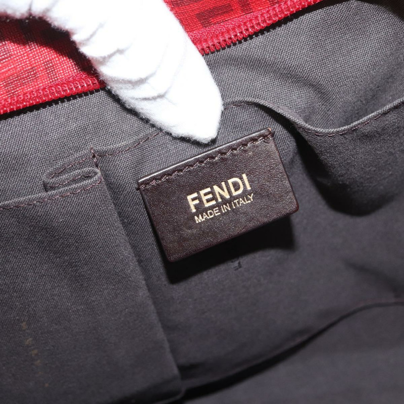 【日本直送】FENDI Zucchino帆布手提包 PVC 紅色金色 正品 180357A-17