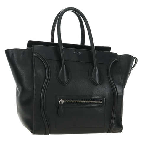 CELINE Luggage 迷你手提包，黑色銀色真皮，正品，貨號 180490SAM