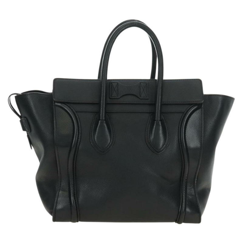 【日本直送】CELINE Luggage 迷你手提包,黑色銀色真皮,正品,貨號 180490SAM-1