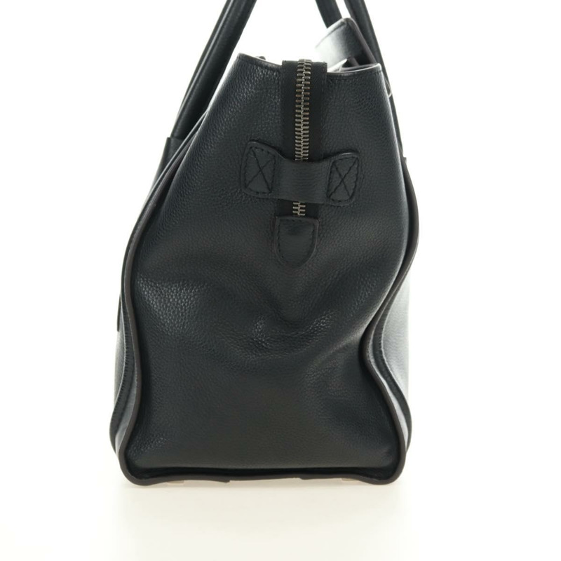 【日本直送】CELINE Luggage 迷你手提包,黑色銀色真皮,正品,貨號 180490SAM-2