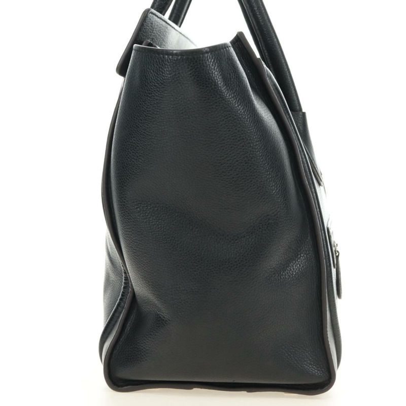 【日本直送】CELINE Luggage 迷你手提包,黑色銀色真皮,正品,貨號 180490SAM-3