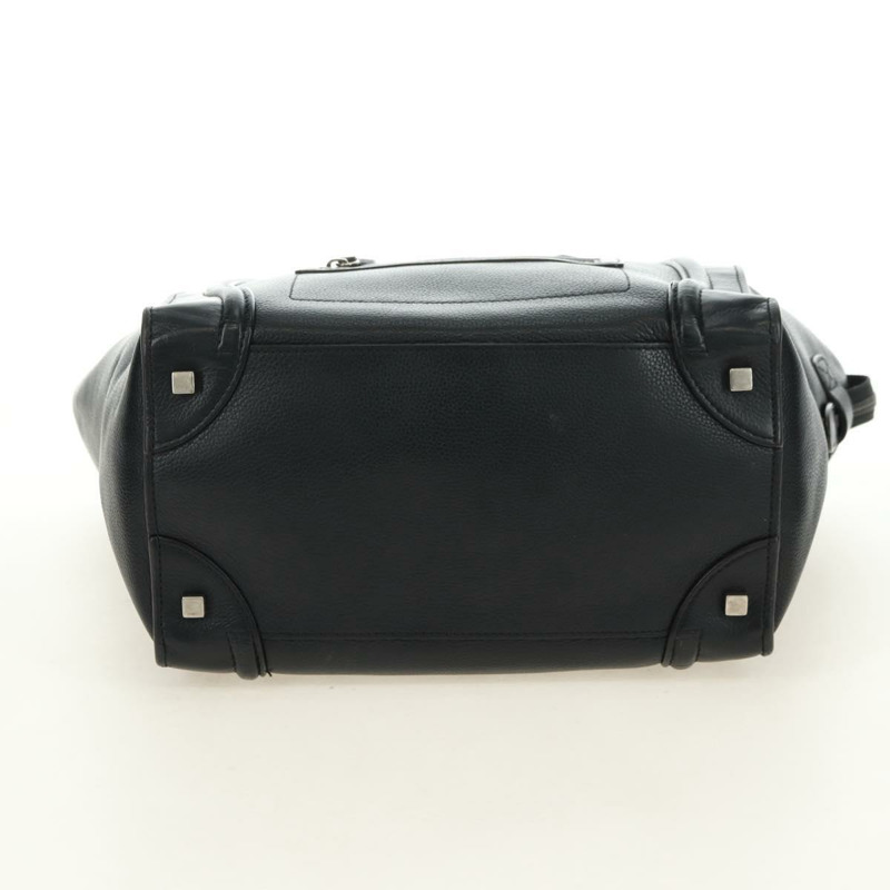 【日本直送】CELINE Luggage 迷你手提包,黑色銀色真皮,正品,貨號 180490SAM-4