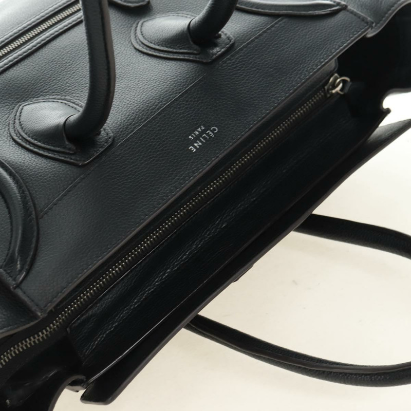 【日本直送】CELINE Luggage 迷你手提包,黑色銀色真皮,正品,貨號 180490SAM-5