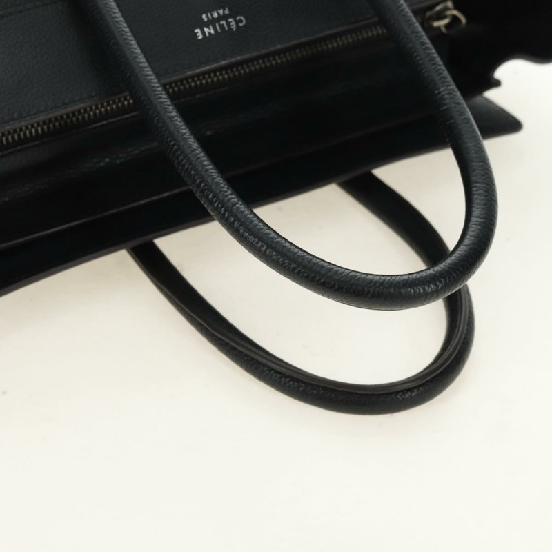 【日本直送】CELINE Luggage 迷你手提包,黑色銀色真皮,正品,貨號 180490SAM-6
