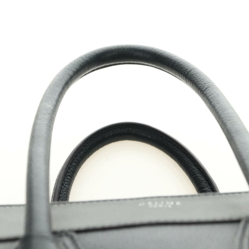 【日本直送】CELINE Luggage 迷你手提包,黑色銀色真皮,正品,貨號 180490SAM-7